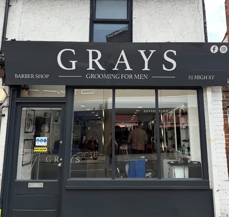 The Grays Grooming for Men shop front at 51 High Street in Ewell